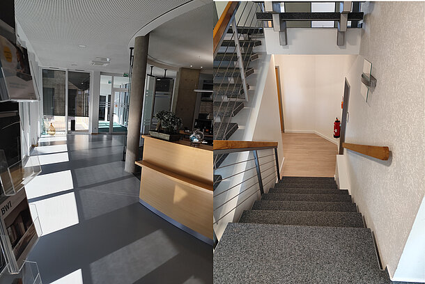 Durch den Eingangsbereich über die Treppe in den Keller