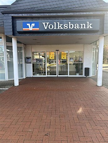 Haupteingang zur Geschäftsstelle der Volksbank Asendorf